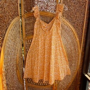 Fensace Floral Yellow Midi Dress Ruffles